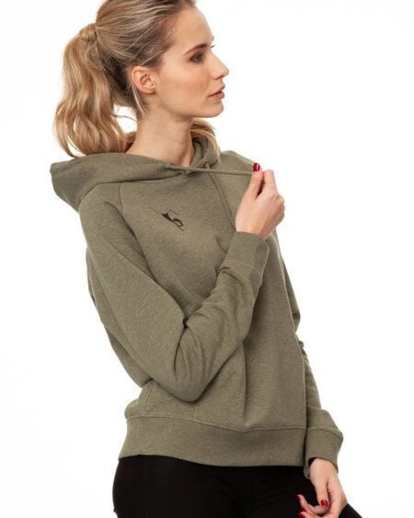 FellHerz Damen Hoodie Balance heather khaki, Bio Fair und Vegan – Ansicht 3