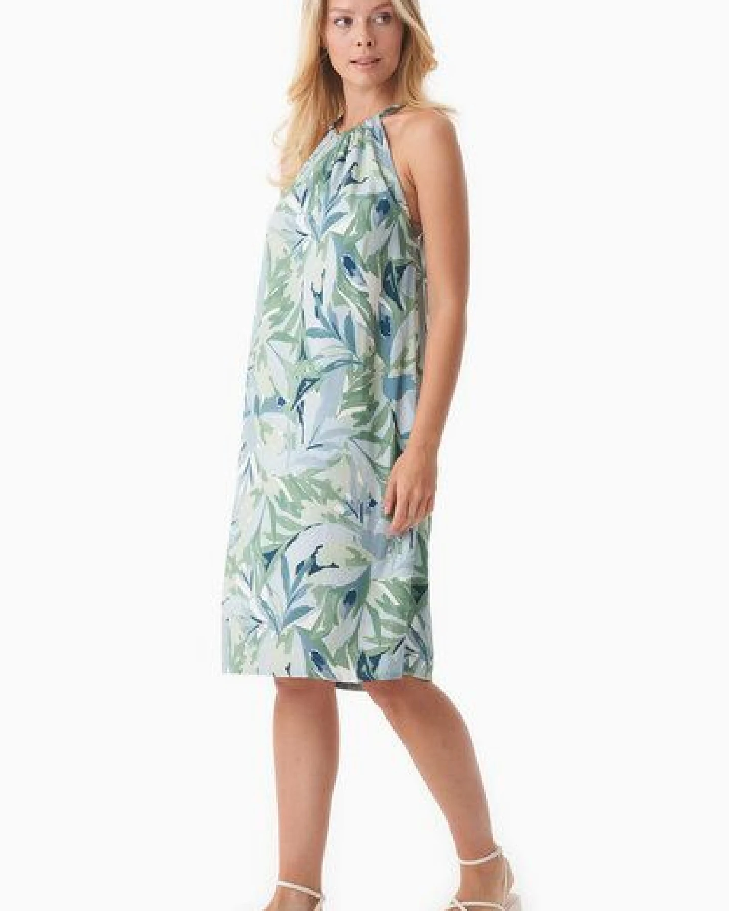 ORGANICATION Neckholder-Kleid aus LENZING ECOVERO mit Blattmuster – Ansicht 3