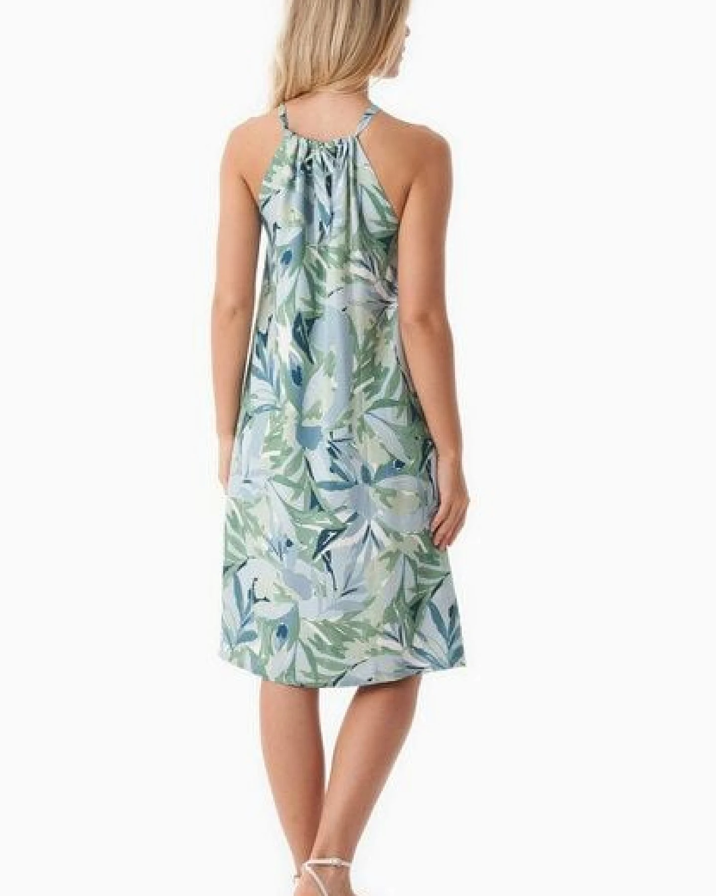ORGANICATION Neckholder-Kleid aus LENZING ECOVERO mit Blattmuster – Ansicht 4
