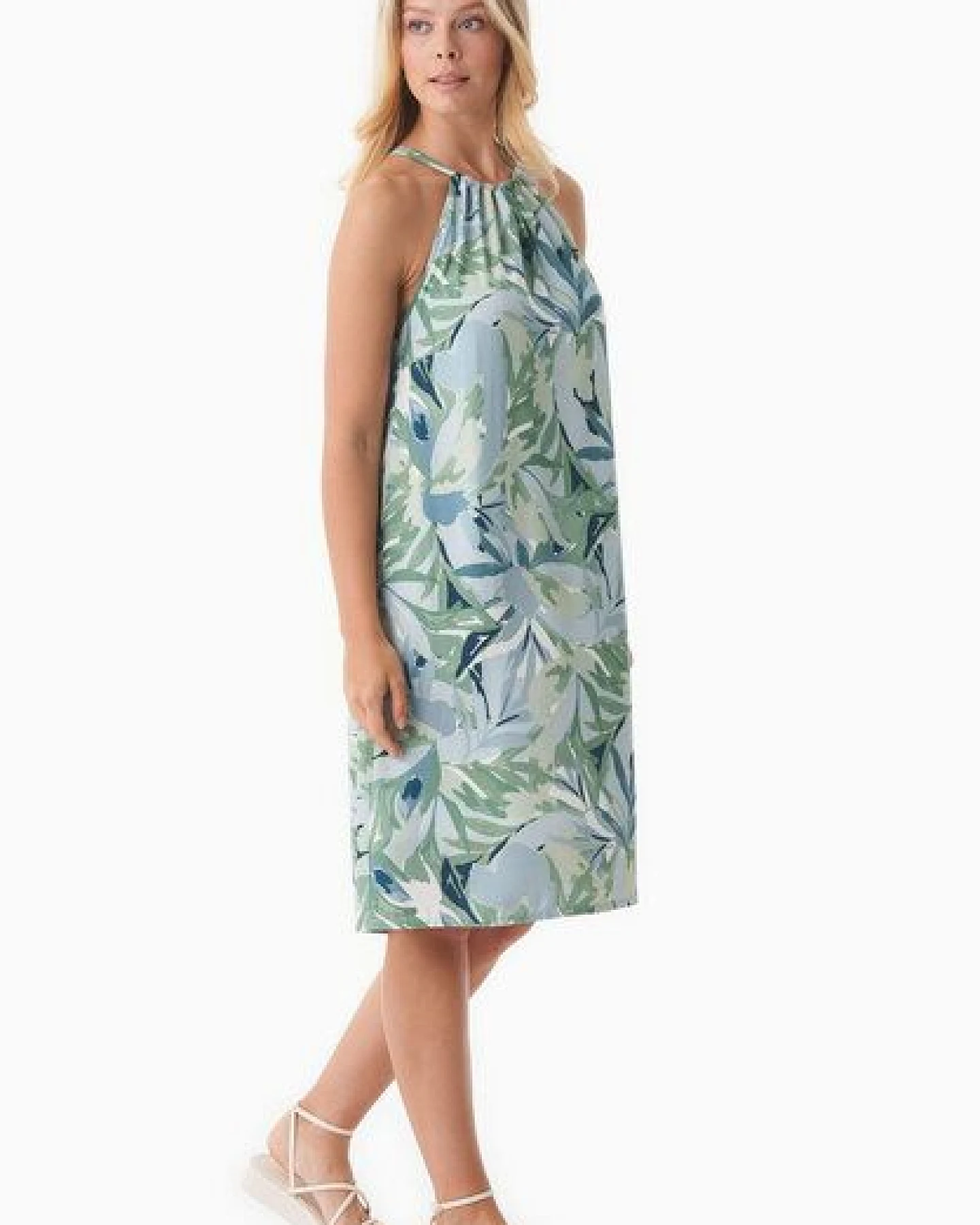 ORGANICATION Neckholder-Kleid aus LENZING ECOVERO mit Blattmuster – Ansicht 2