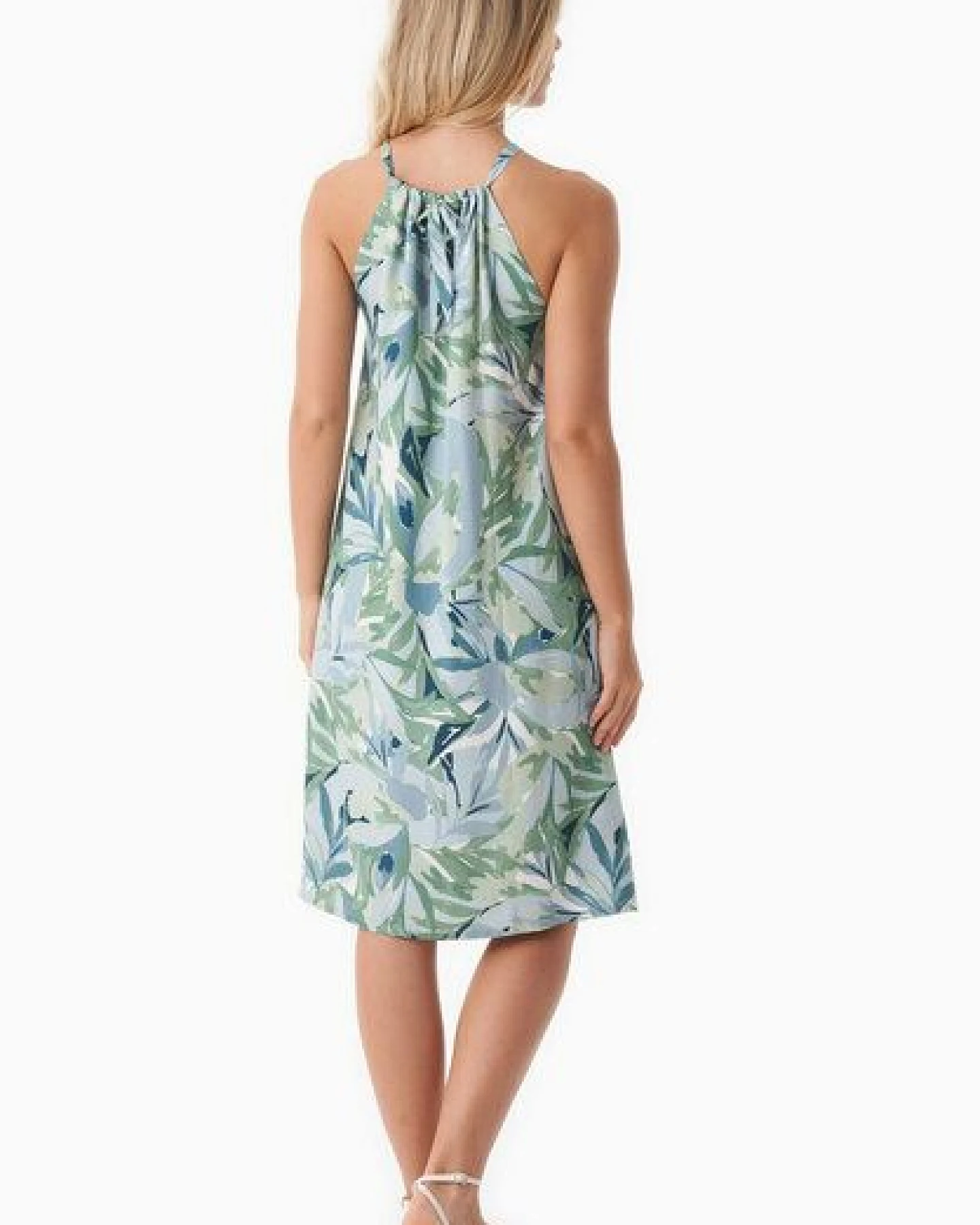 ORGANICATION Neckholder-Kleid aus LENZING ECOVERO mit Blattmuster – Ansicht 4