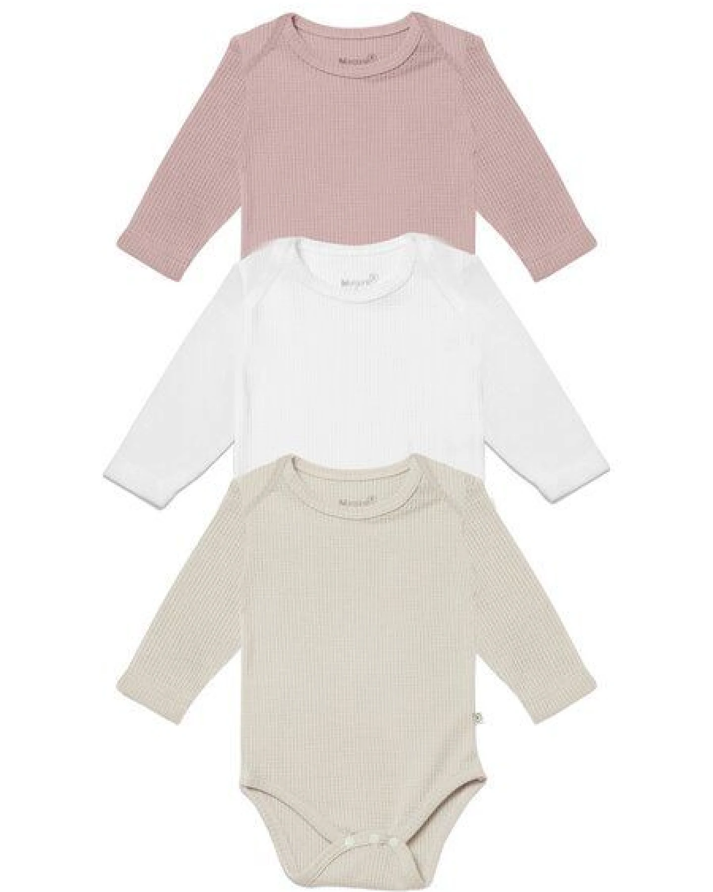 Biorganic Langarmbody Waffle (3er Pack) Mehrfarbig Unisex, GOTS-zertifiziert – Ansicht 2