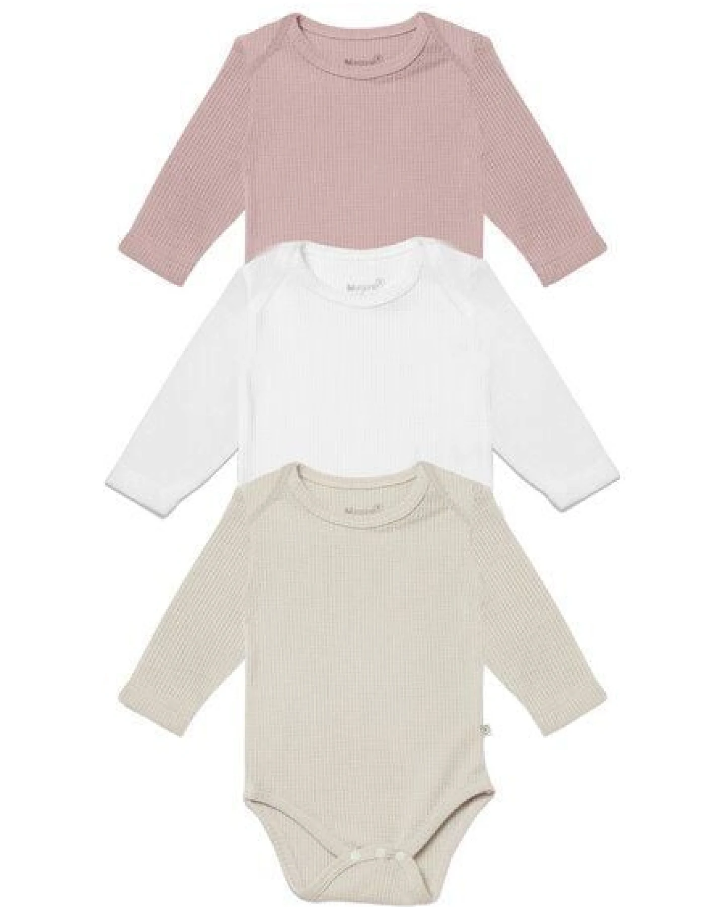 Biorganic Langarmbody Waffle (3er Pack) Mehrfarbig Unisex, GOTS-zertifiziert – Ansicht 2