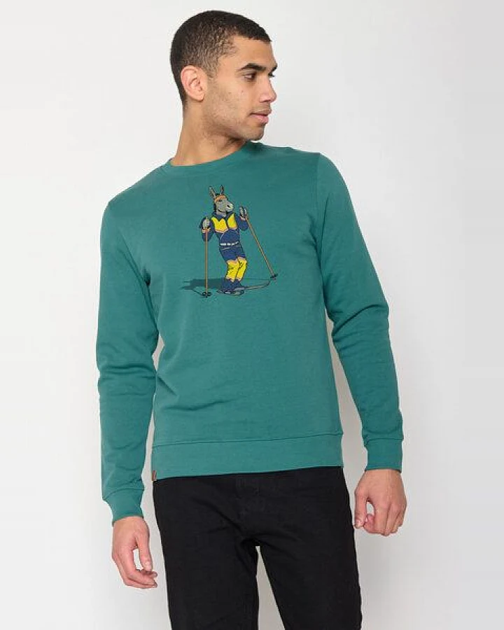 GREENBOMB Animal Donkey Ski Wild - Bequemes Sweatshirt aus Bio-Baumwolle / hochwertiger Print / GOTS / Fair & Vegan