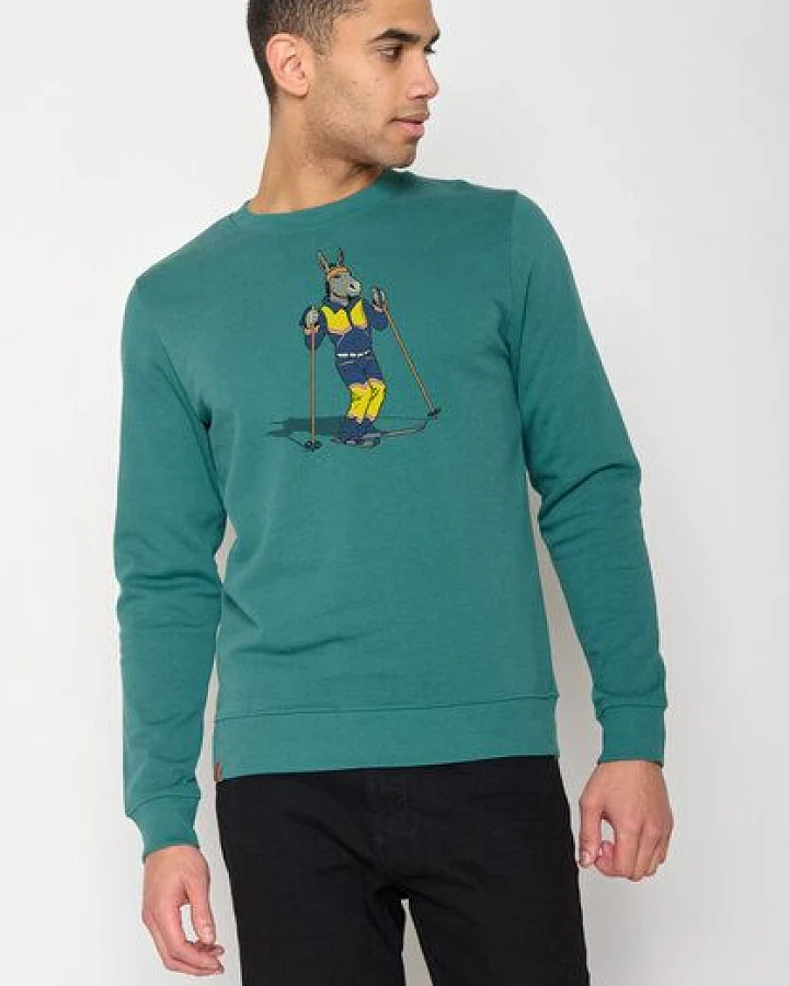 GREENBOMB Animal Donkey Ski Wild - Bequemes Sweatshirt aus Bio-Baumwolle / hochwertiger Print / GOTS / Fair & Vegan