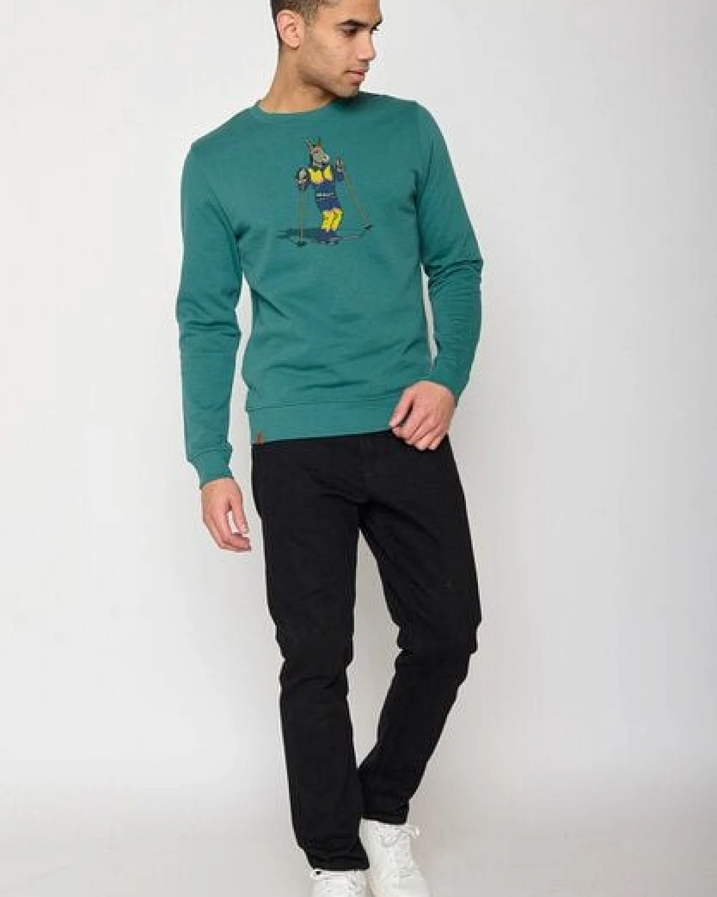 GREENBOMB Animal Donkey Ski Wild - Bequemes Sweatshirt aus Bio-Baumwolle / hochwertiger Print / GOTS / Fair & Vegan – Ansicht 3