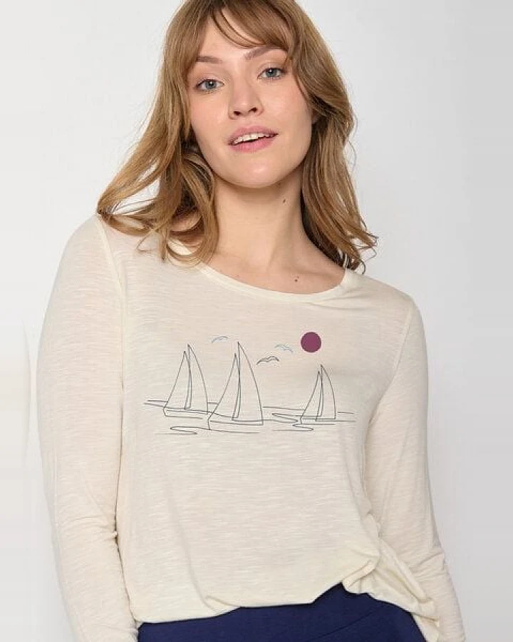 GREENBOMB Nature Upwind Mind - Lässiges Longsleeve aus einem LENZING ECOVERO Mix / hochwertiger Print / Fair & Vegan