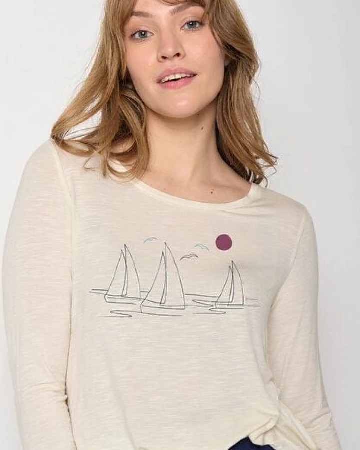 GREENBOMB Nature Upwind Mind - Lässiges Longsleeve aus einem LENZING ECOVERO Mix / hochwertiger Print / Fair & Vegan