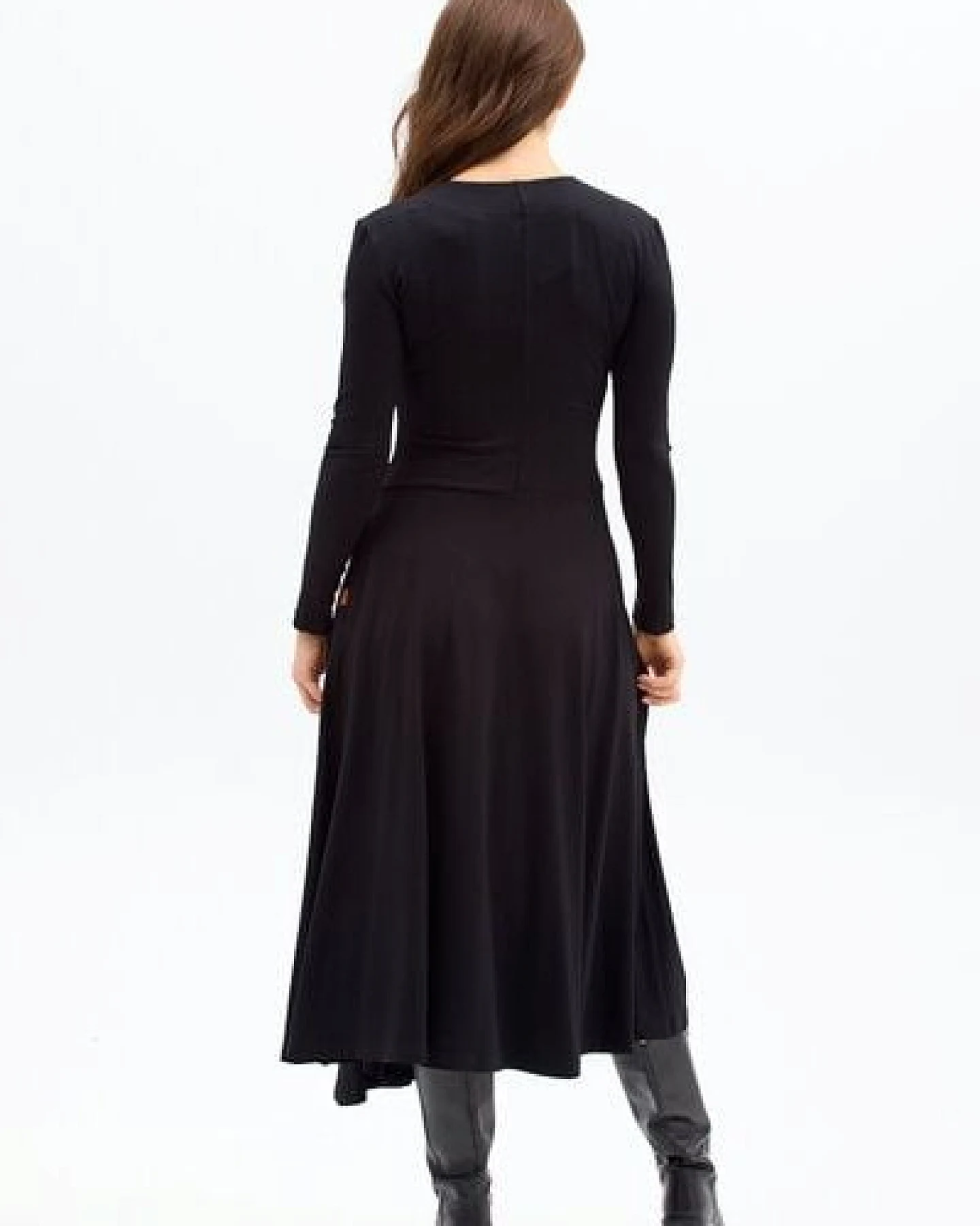 Kleid Lia – Maxikleid mit ausgestelltem Rock – Lange Ärmel – V-Ausschnitt – Versteckte Taschen – 100% in der EU fair produziert – KOKOworld – Ansicht 3