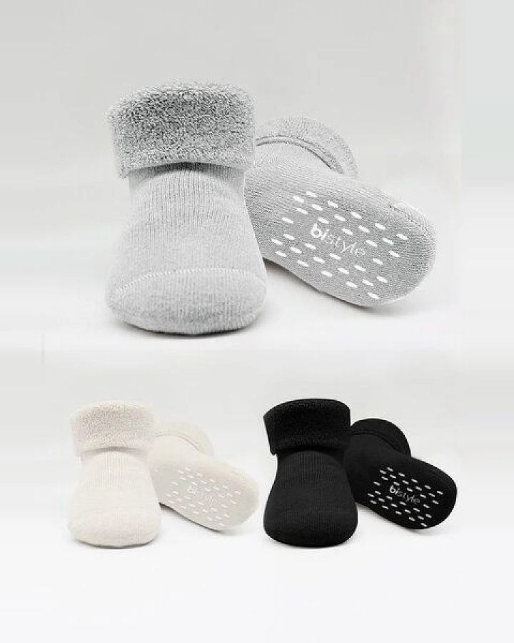 bistyle Kurzsocken (3er Pack), Frottee-Innen ABS Anti-Rutsch;Plüsch;GOTS