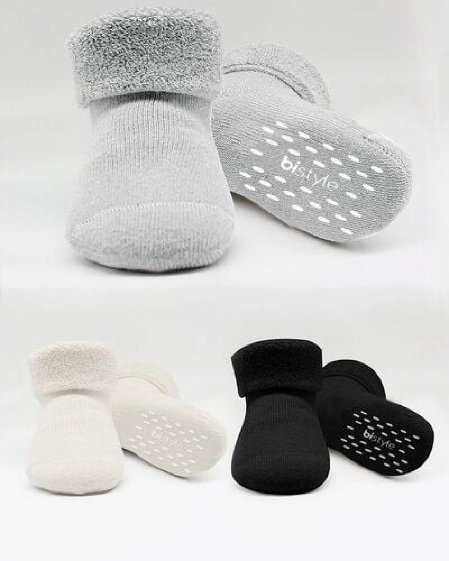 bistyle Kurzsocken (3er Pack), Frottee-Innen ABS Anti-Rutsch;Plüsch;GOTS – Ansicht 2