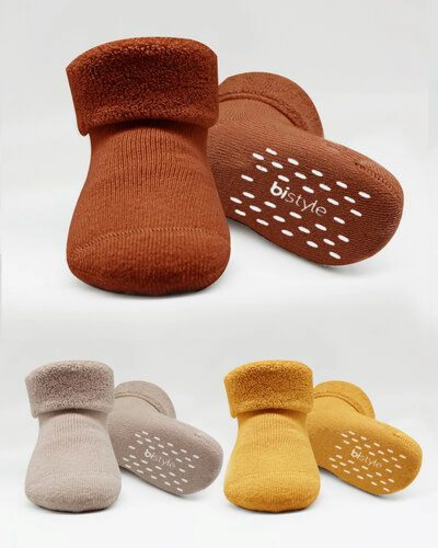 bistyle Kurzsocken (3er Pack), Frottee-Innen ABS Anti-Rutsch;Plüsch;GOTS – Ansicht 2