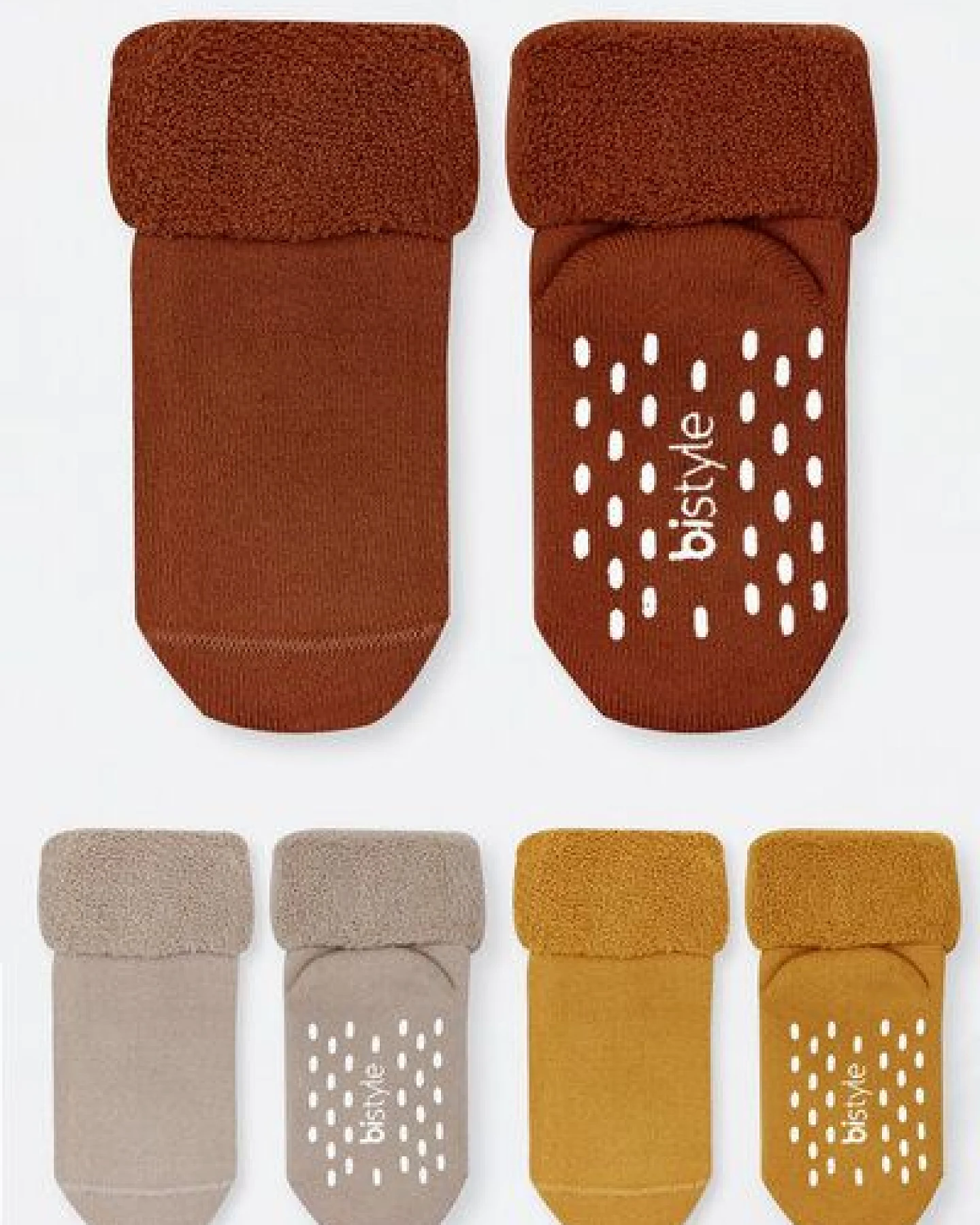 bistyle Kurzsocken (3er Pack), Frottee-Innen ABS Anti-Rutsch;Plüsch;GOTS – Ansicht 3