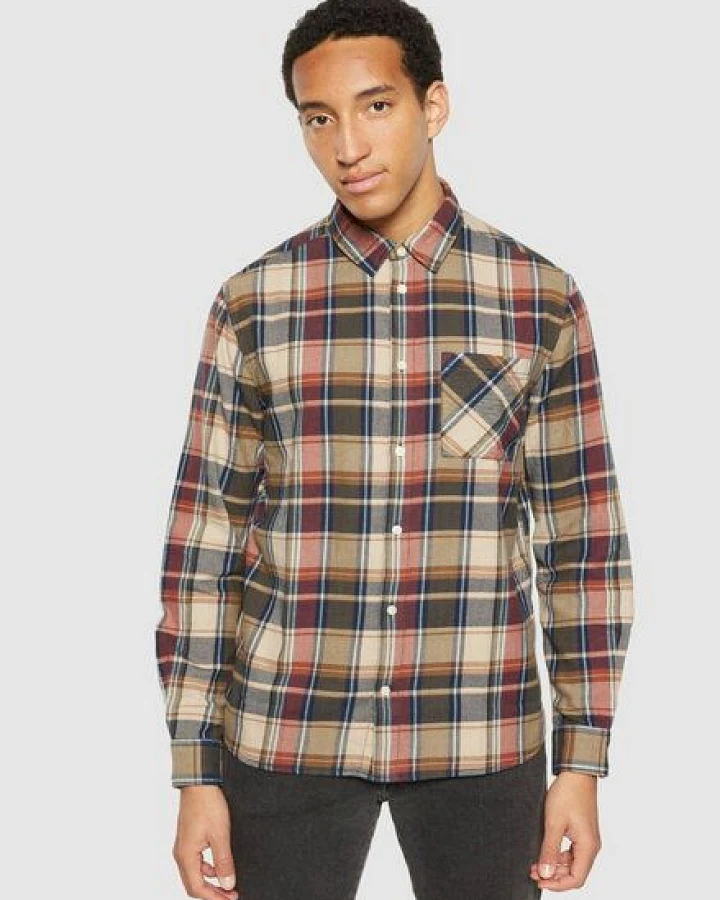 KnowledgeCotton Apparel Kariertes Hemd CHECKERED SHIRT Flanell aus Bio-Baumwolle