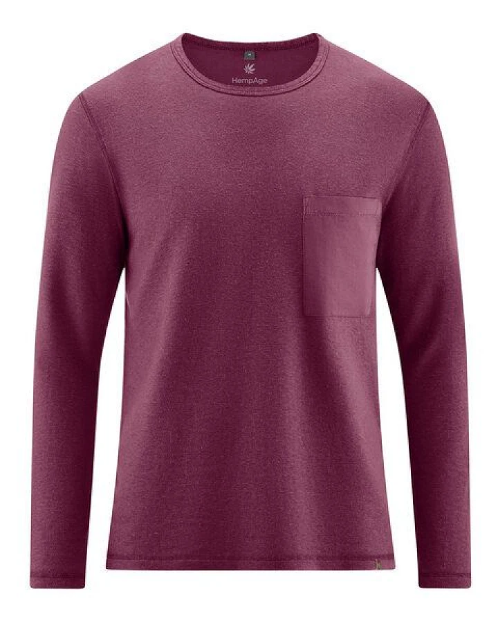 HempAge Herren Langarmshirt mit Brusttasche Hanf/Biobaumwolle Normal Fit
