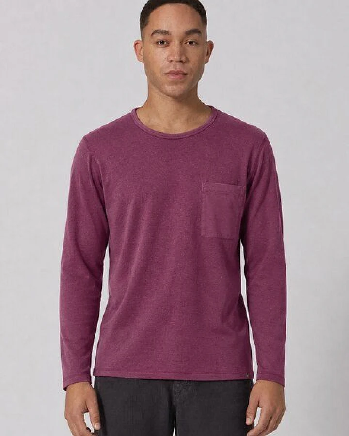 HempAge Herren Langarmshirt mit Brusttasche Hanf/Biobaumwolle Normal Fit