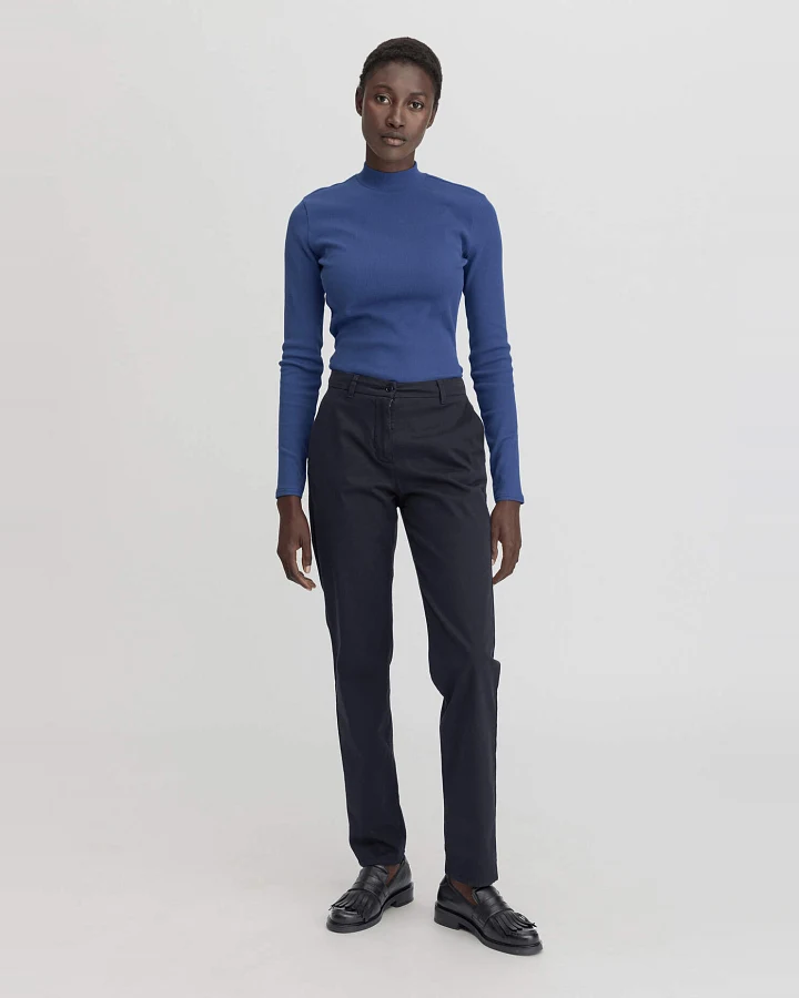 hessnatur Damen Chino Straight Leg Regular aus Bio-Baumwolle - blau - Größe 34