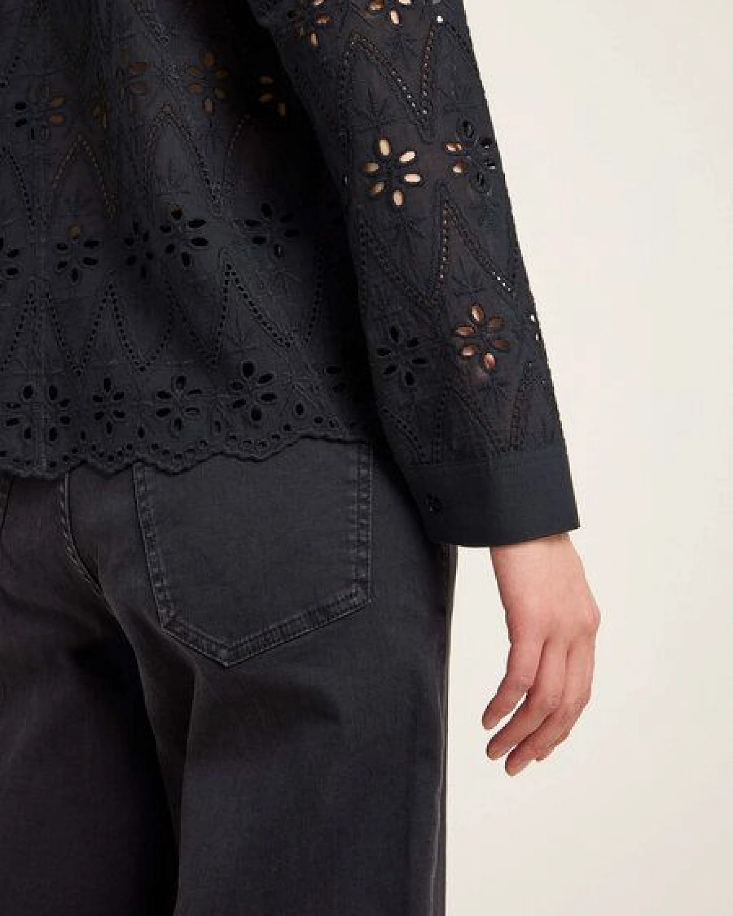 LANIUS Spitzen-Hemdbluse aus Bio-Baumwolle – Ansicht 4