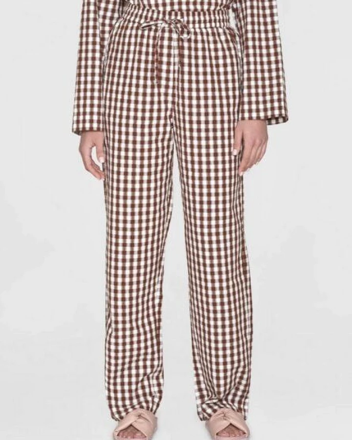 KnowledgeCotton Apparel Barrel High-Rise Seersucker Pants Chloe - aus Bio-Baumwolle