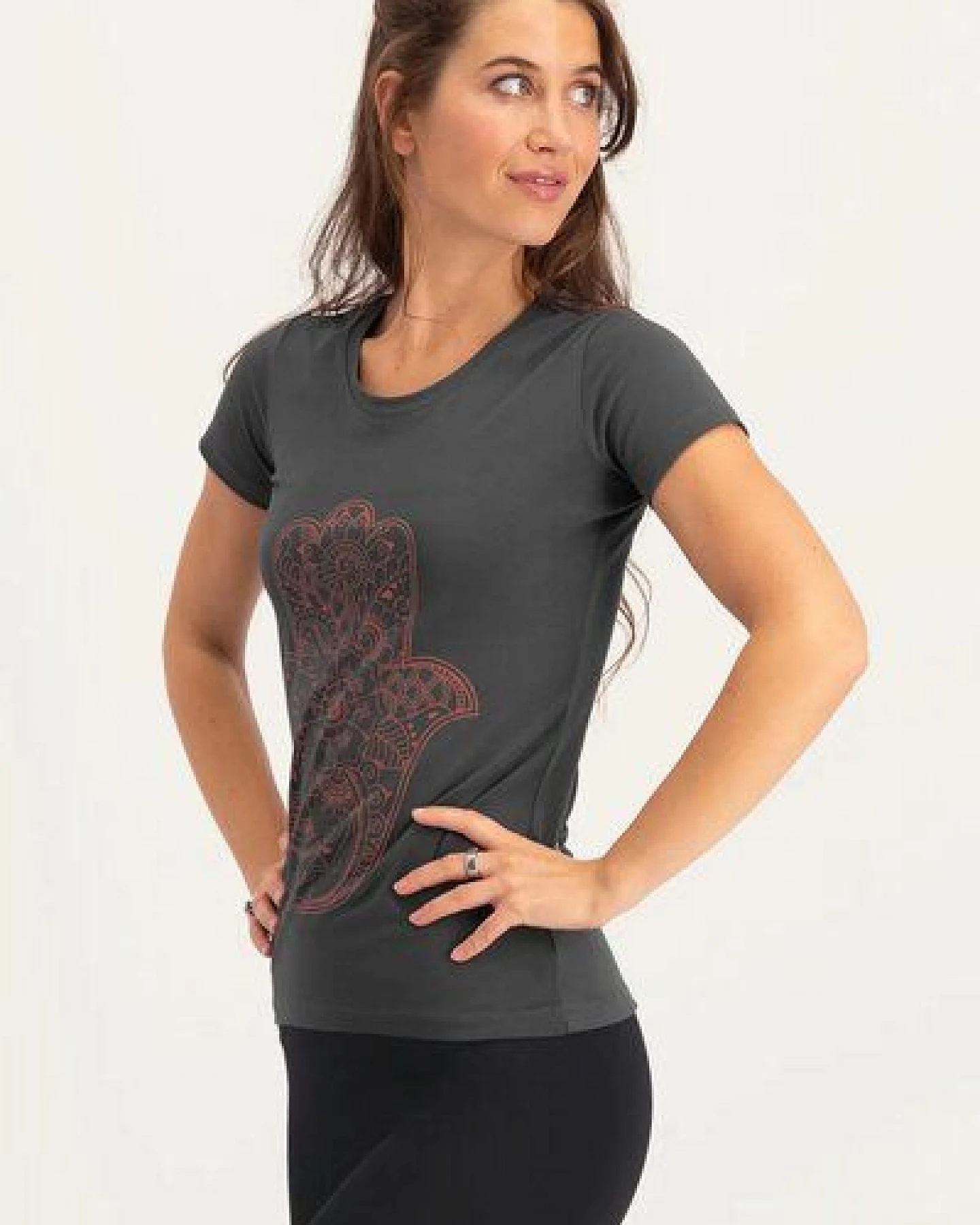 Urban Goddess Hamsa Core Yoga Tee aus Bio-Baumwolle – Ansicht 2