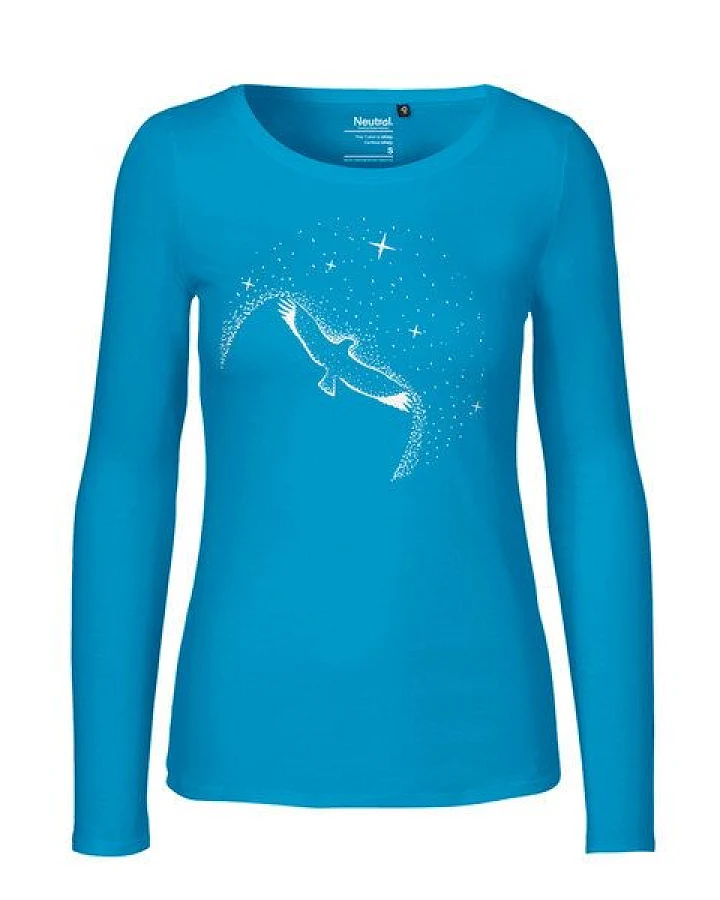 HANDGEDRUCKT "Sternstunde" Frauen Longsleeve aus reiner Biobaumwolle (kbA)