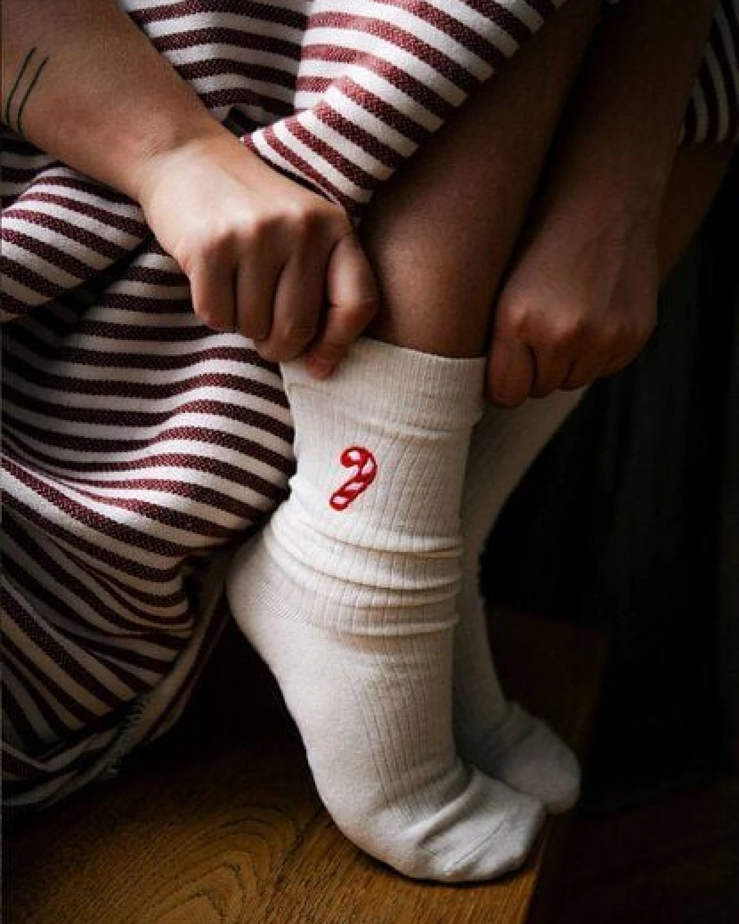 Gerippte Socken Stickerei 1er Pack – Ansicht 3