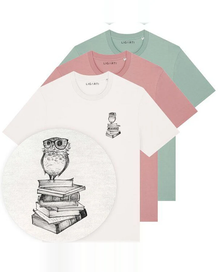 T-Shirt – Büchereule – LIGARTI Tiermanufaktur