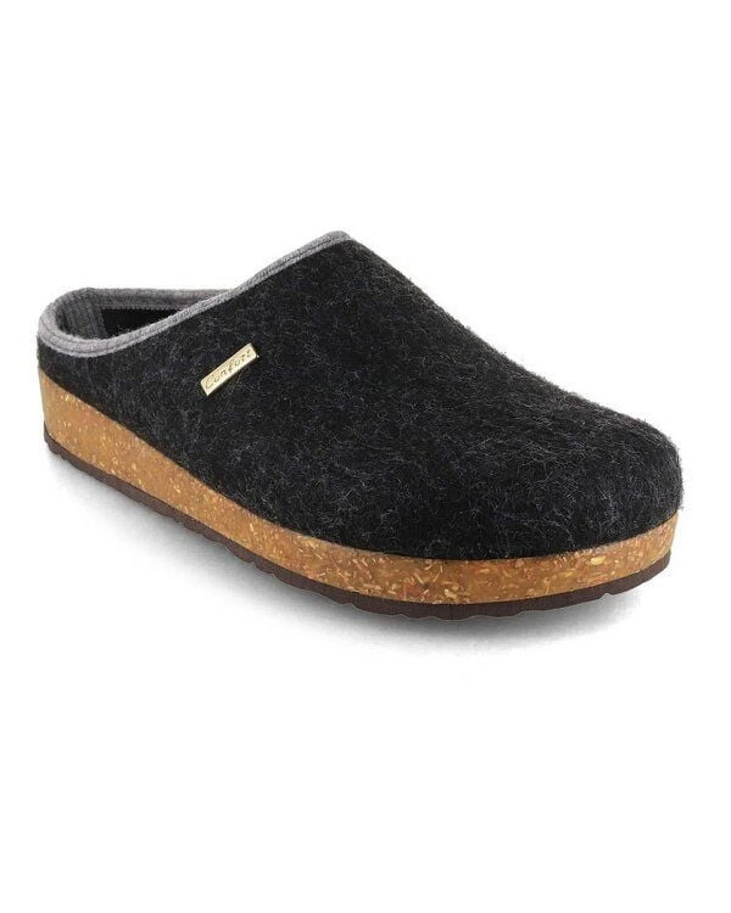 Tuffeln Vegane Hausschuhe im Tiroler Clogs Design - Unisex Filzpantoffeln mit Korkfußbett – Ansicht 2