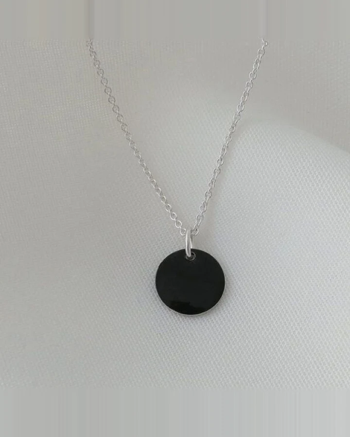 BELLYBIRD Jewellery Halskette - emailliertes Plättchen, Anhänger aus Silber mit Emaille