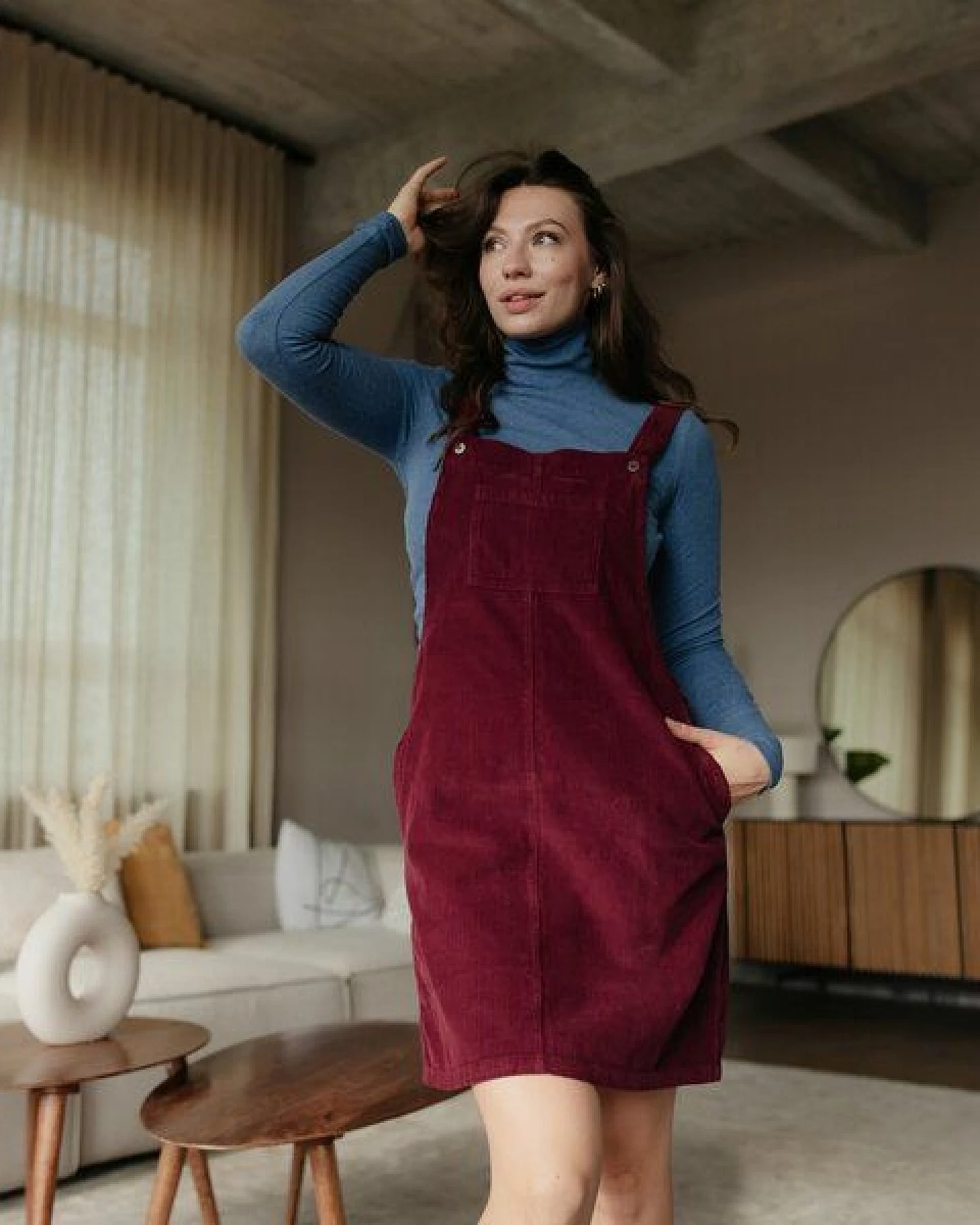 NORDLICHT Damen Cord Kleid Latzkleid aus 100% Bio-Baumwolle MIKA – Ansicht 3
