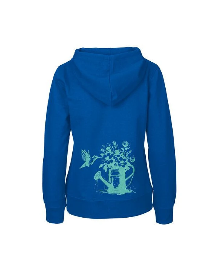 HANDGEDRUCKT "Gartenfreude" Frauen Zip-HOODY aus reiner Biobaumwolle (kbA)