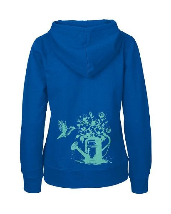 HANDGEDRUCKT "Gartenfreude" Frauen Zip-HOODY aus reiner Biobaumwolle (kbA)