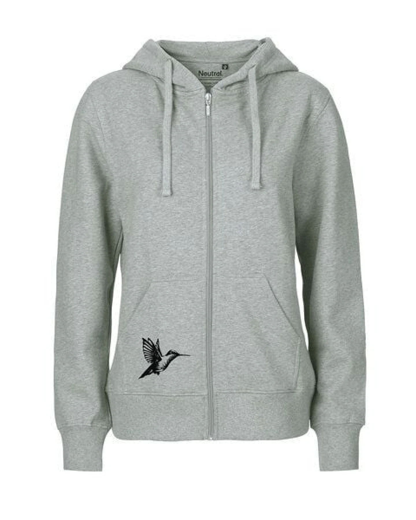 HANDGEDRUCKT "Gartenfreude" Frauen Zip-HOODY aus reiner Biobaumwolle (kbA) – Ansicht 2