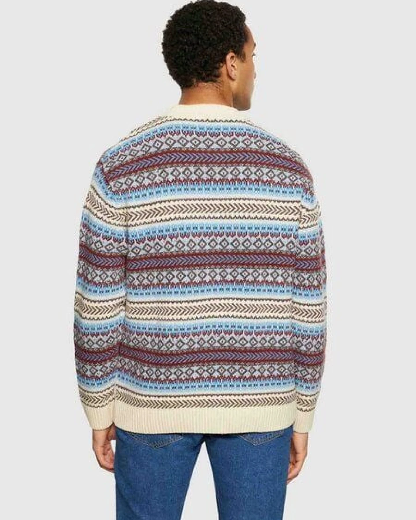 KnowledgeCotton Apparel Strickpullover - Knitted Fair Isle Crew Neck- aus Bio-Wolle – Ansicht 2