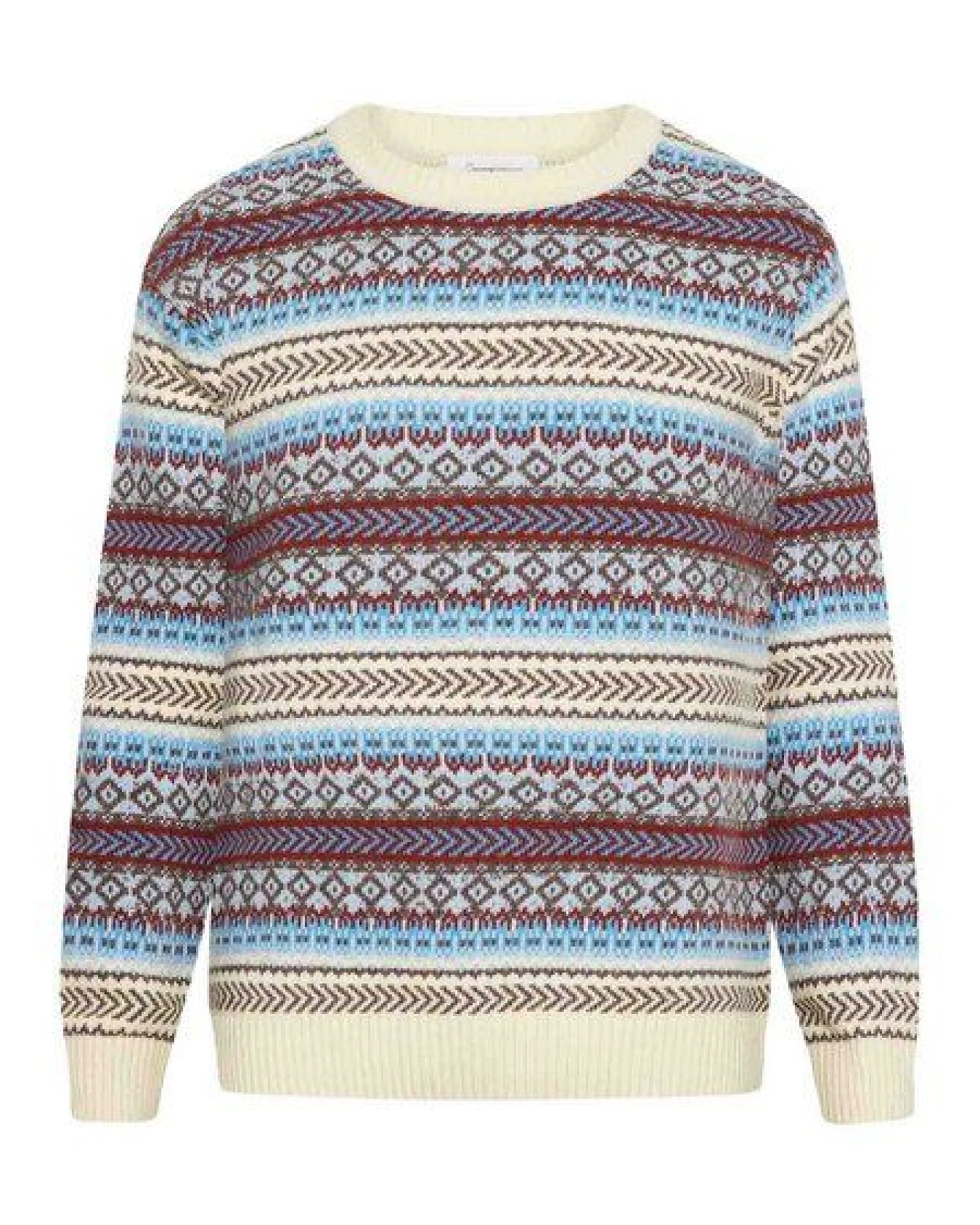KnowledgeCotton Apparel Strickpullover - Knitted Fair Isle Crew Neck- aus Bio-Wolle – Ansicht 3