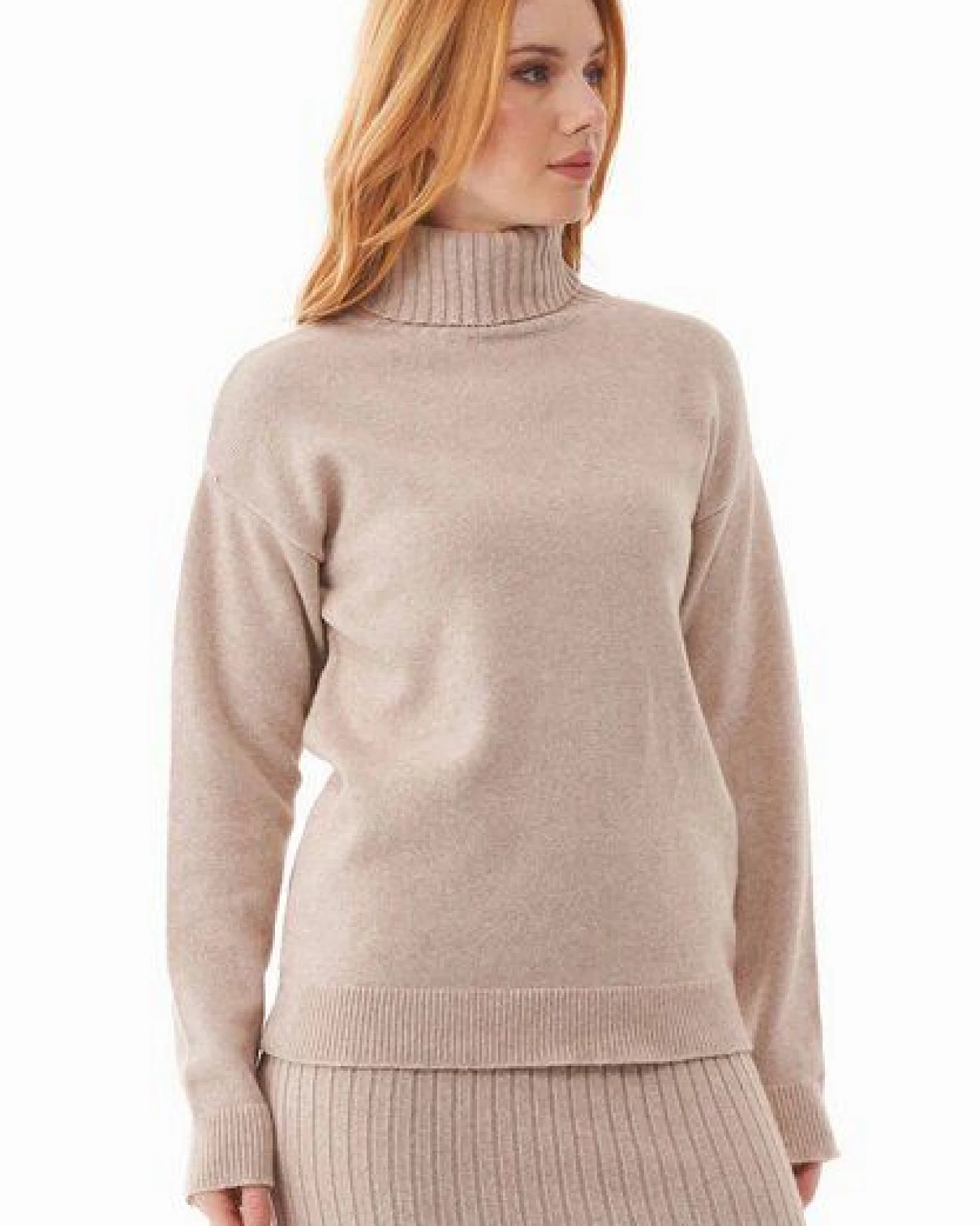 ORGANICATION Rollkragenpullover aus Bio-Baumwoll Mix – Ansicht 3