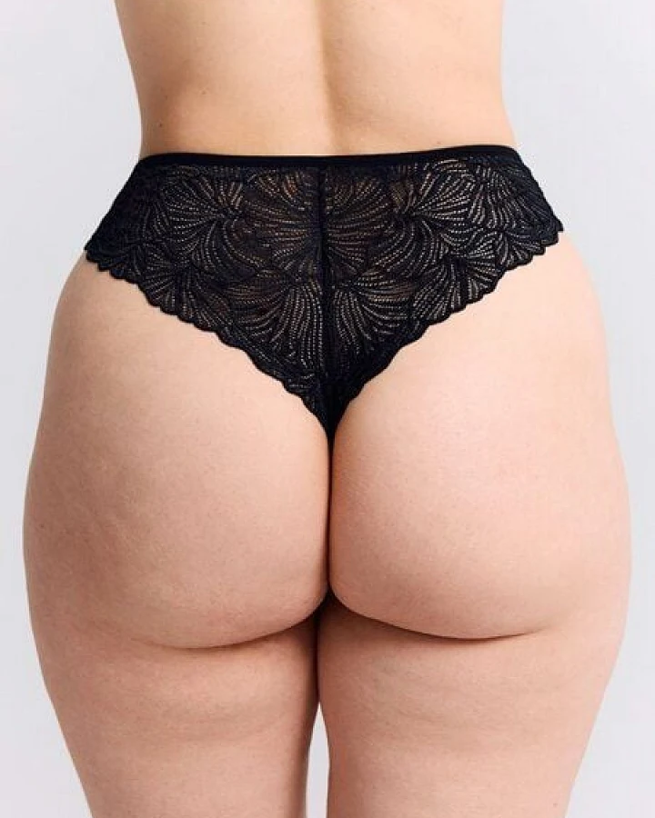 erlich textil Fluid Lace High Waist Brazil String mit Spitze aus recyceltem Polyamid, made in Europe
