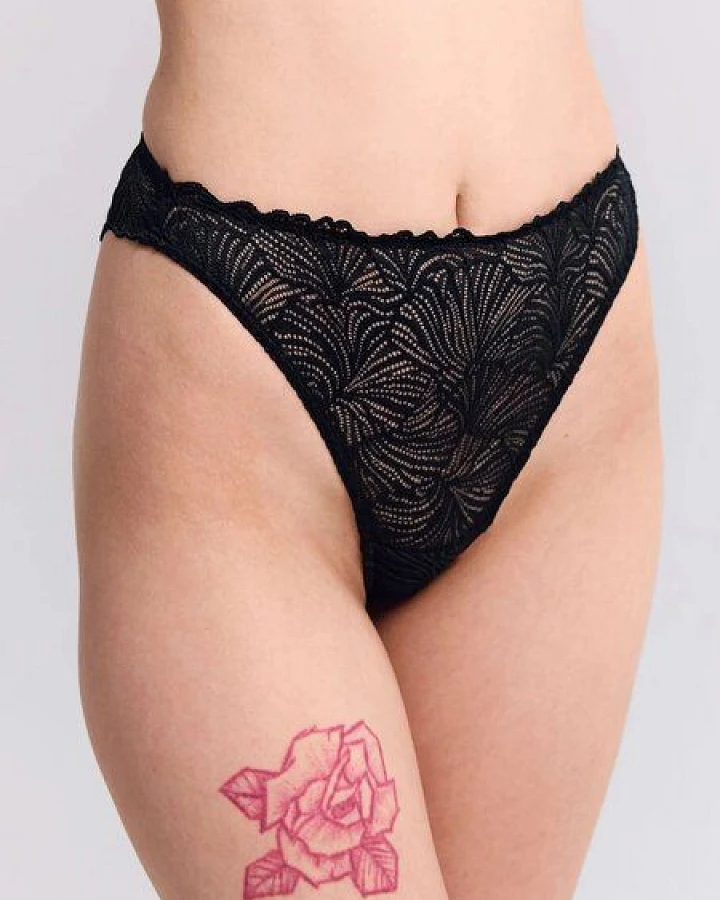 erlich textil Fluid Lace High Waist Brazil String mit Spitze, made in Europe