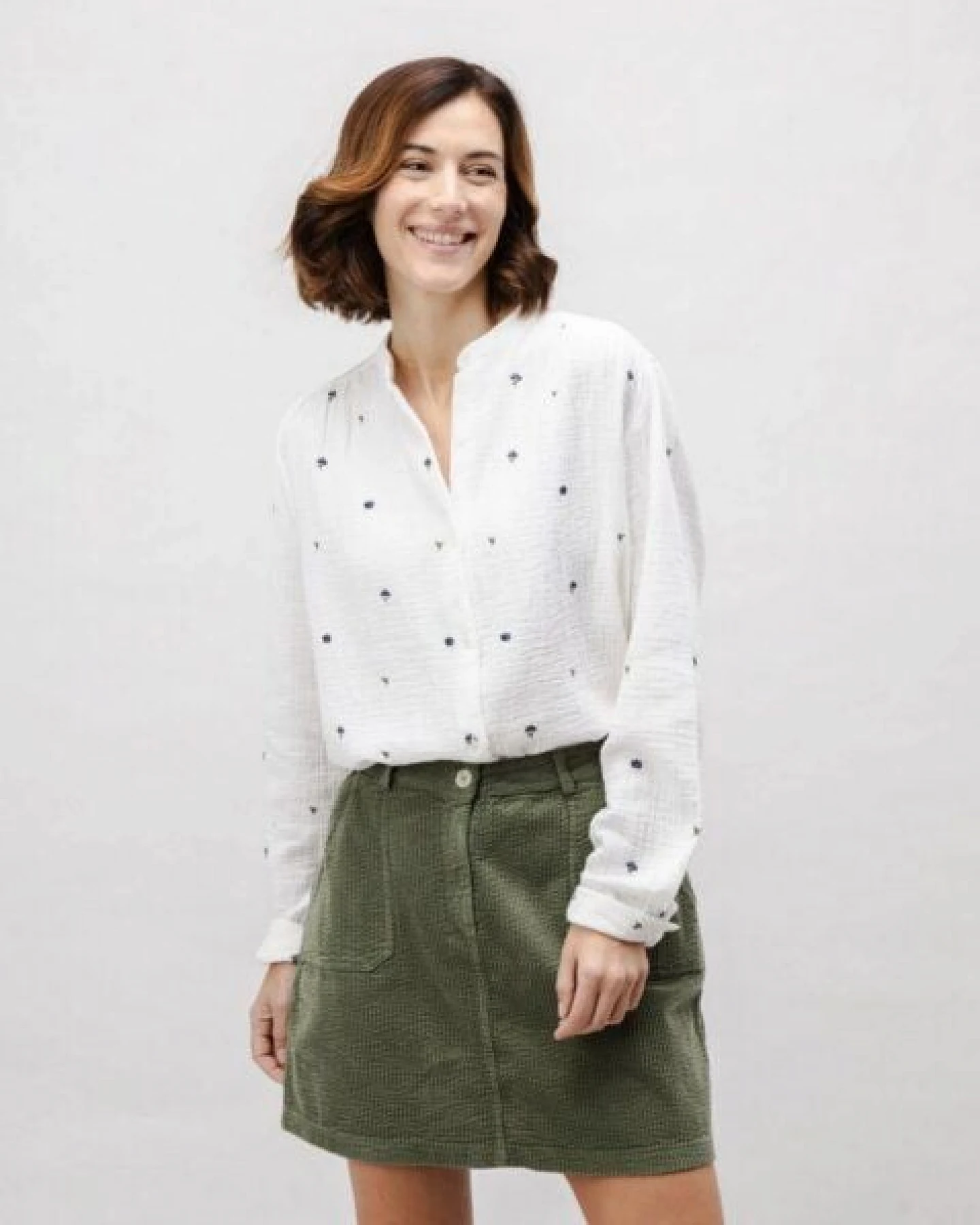 Brava Fabrics Corduroy Short Skirt Stein Grün – Ansicht 4