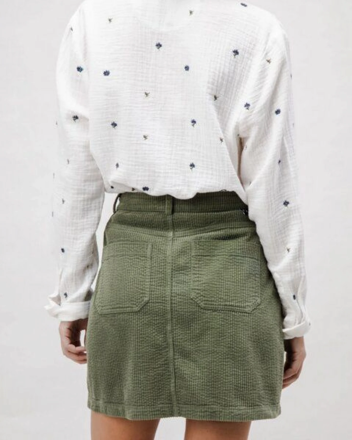 Brava Fabrics Corduroy Short Skirt Stein Grün – Ansicht 2