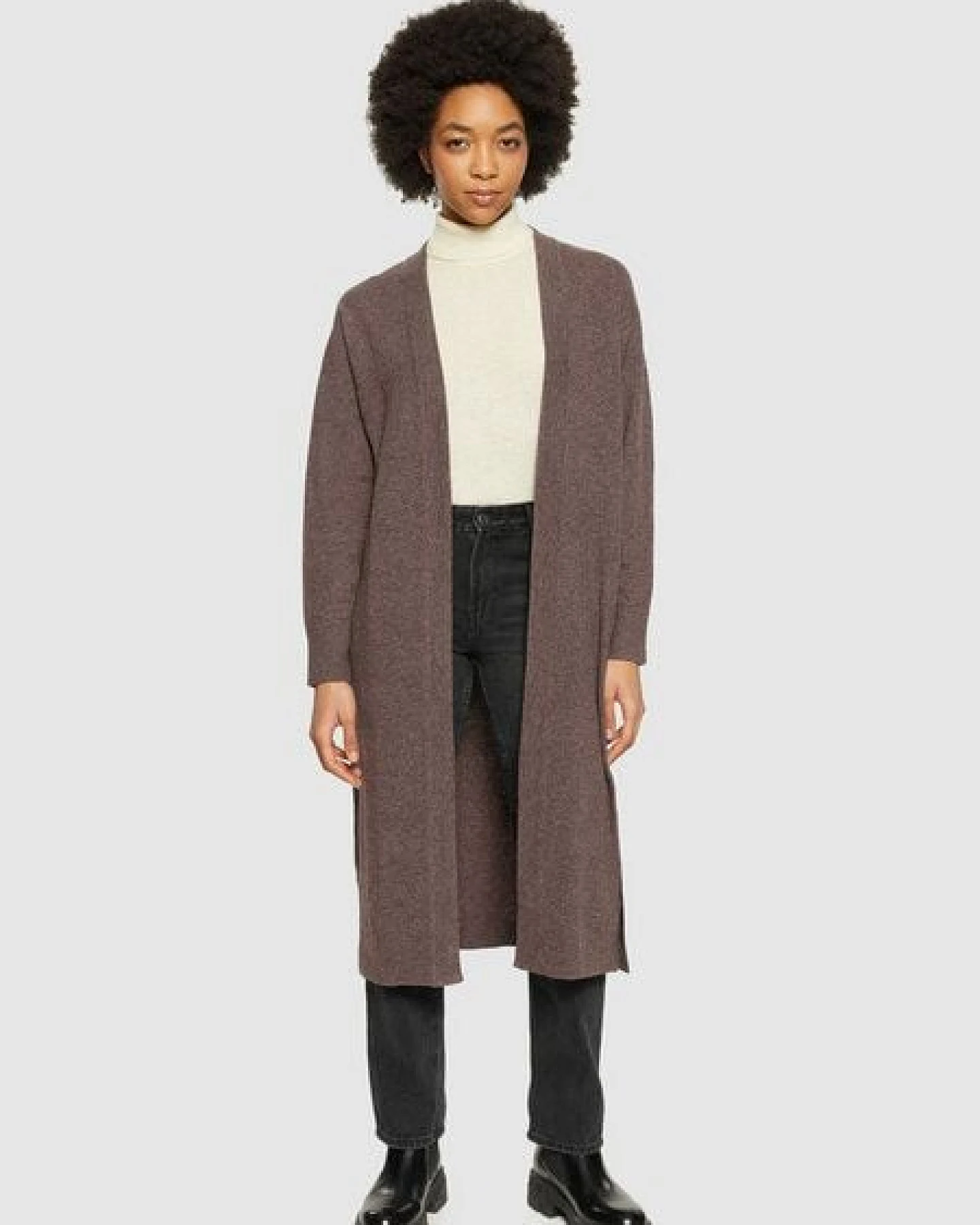 KnowledgeCotton Apparel Langer Cardigan aus Bio-Lammwolle – Ansicht 3