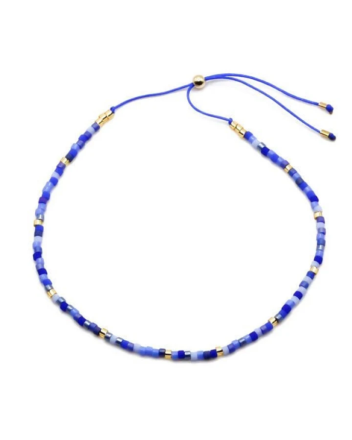 juni Zartes, blaues Perlenarmband "Azul Mix" mit goldenen Highlights