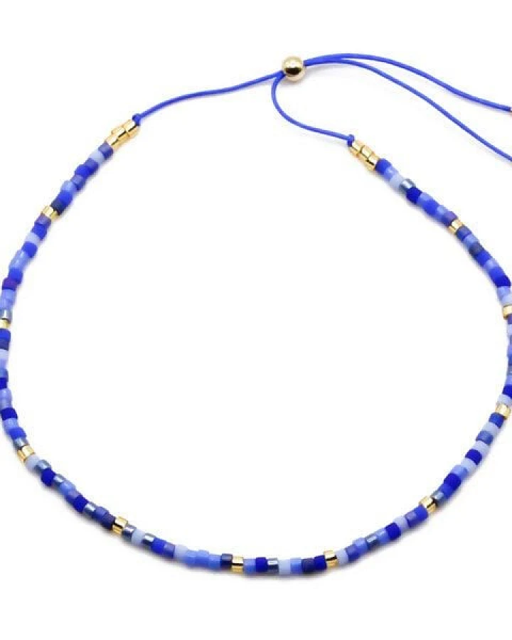 juni Zartes, blaues Perlenarmband "Azul Mix" mit goldenen Highlights