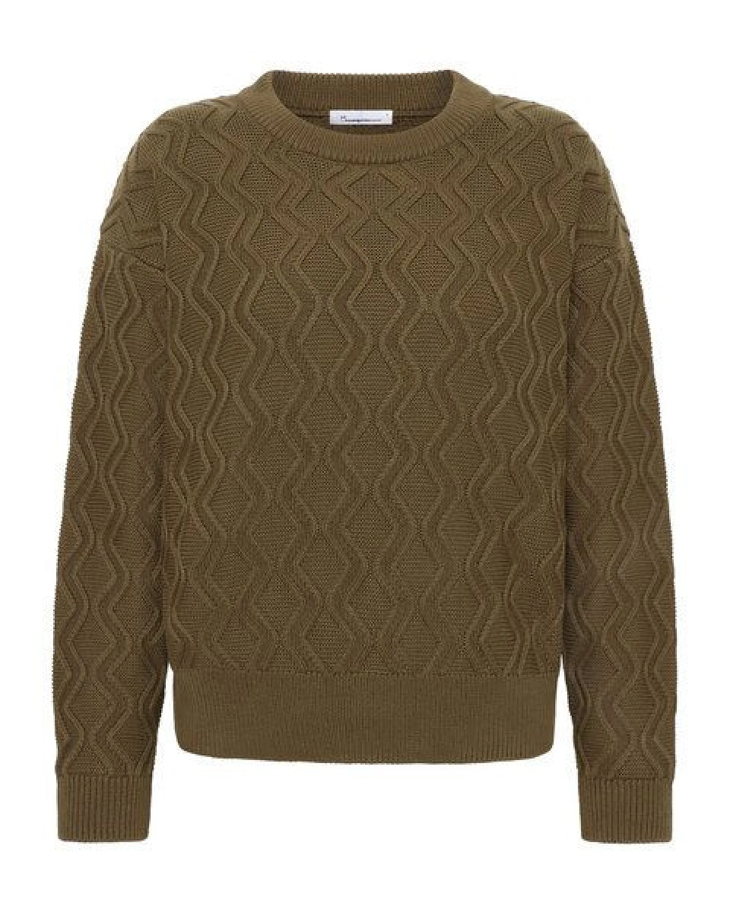 KnowledgeCotton Apparel Crew Neck Pullover Cable aus Bio-Baumwolle – Ansicht 2