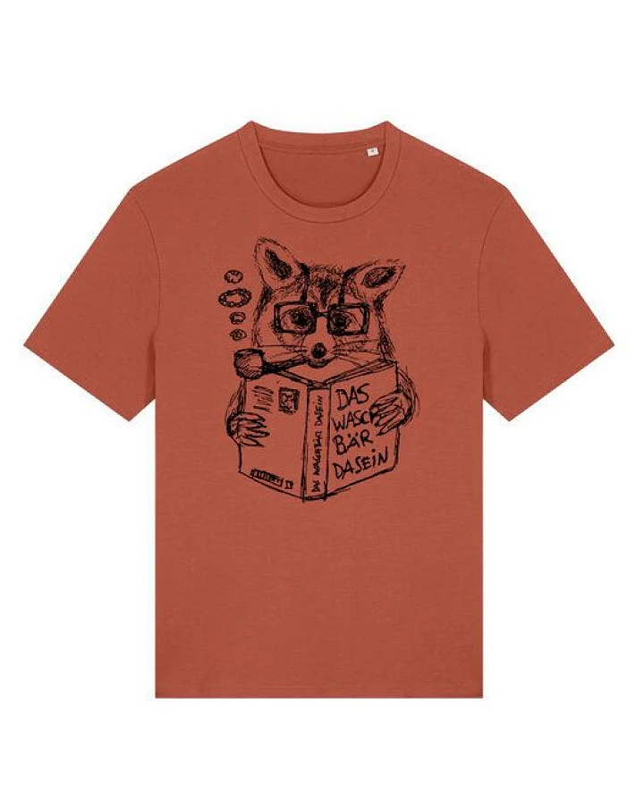 päfjes Willi Waschbär liest ein Buch - Fair Wear Männer/Unisex T-Shirt - Heritage Brown