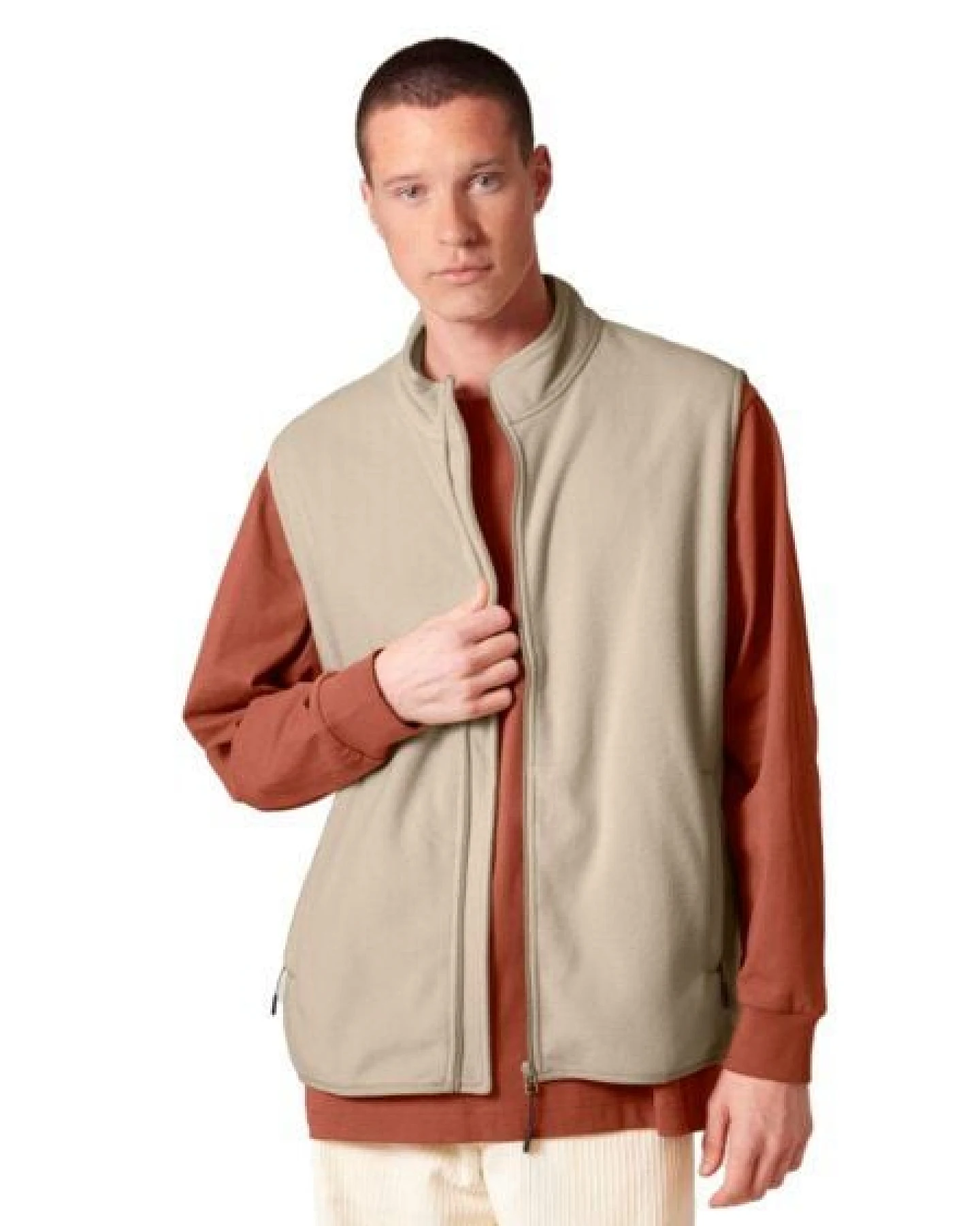 YTWOO Herren ärmellose Basic Fleecejacke aus 100% recyceltem Polyester – Ansicht 2