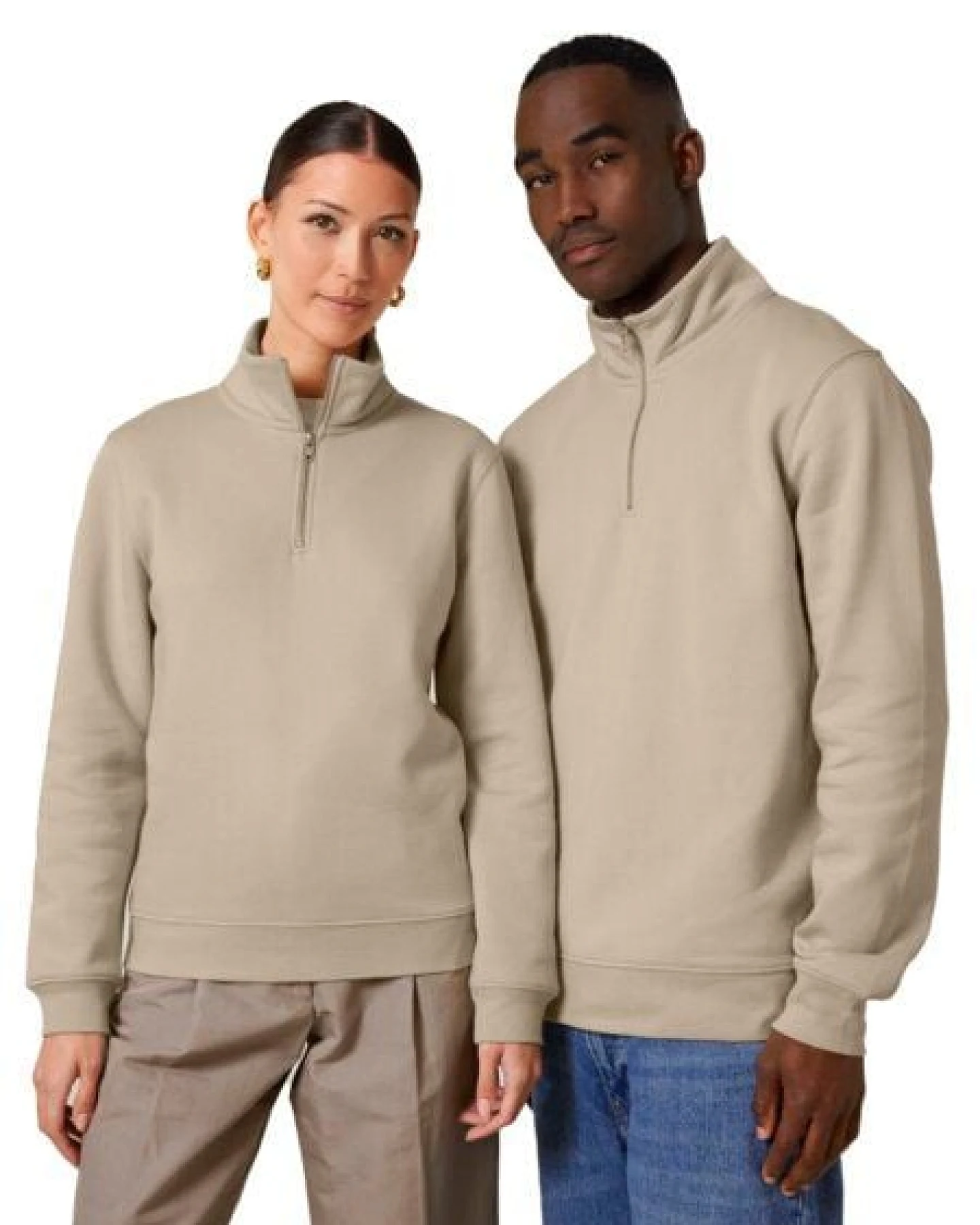 YTWOO Basic Unisex Quater-Zip-Sweatshirt Nachhaltig – Ansicht 2