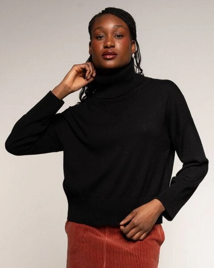 Alma & Lovis Feiner Rollkragen-Strickpullover aus Cotton-Wool-Mix