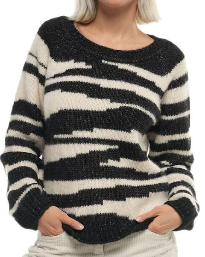 Alma & Lovis flauschiger Tiger-Pullover aus Alpaka und Baumwolle