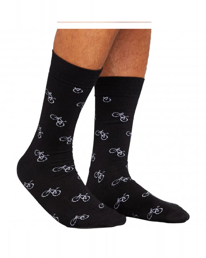 DEDICATED - Socks Sigtuna Bike Pattern - Multifunktionssocken Gr 36-40 schwarz